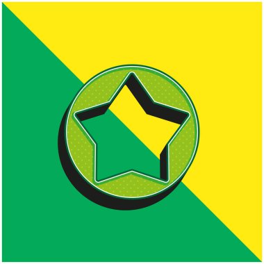 Büyük Yıldız Düğmesi Yeşil ve Sarı 3D vektör simgesi