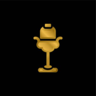 Güzellik Salonu altın kaplama metalik simge veya logo vektörü