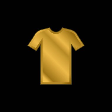 Siyah Tshirt altın kaplama metalik simge veya logo vektörü