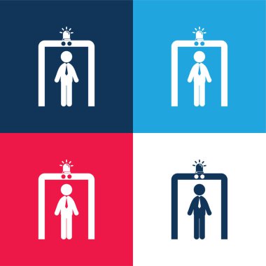 Airport Security Portal blue and red four color minimal icon set clipart
