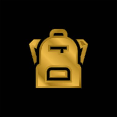 Sırt çantası altın kaplamalı metalik simge veya logo vektörü