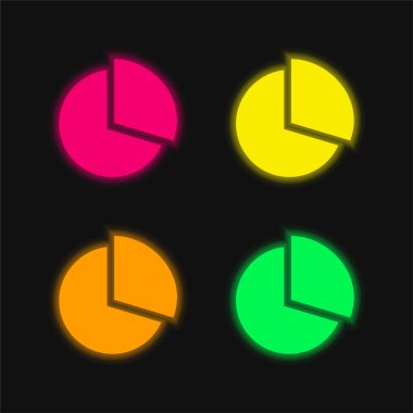 Siyah Dairesel Grafik dört renkli neon vektör simgesi