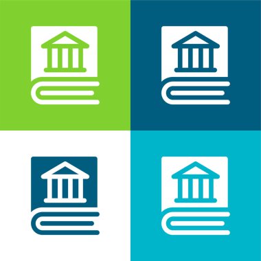 Kitap Düz 4 renk minimal simgesi seti