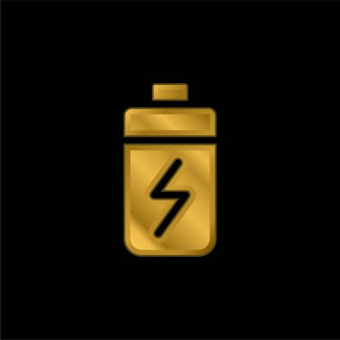 Pil altın kaplamalı metalik simge veya logo vektörü