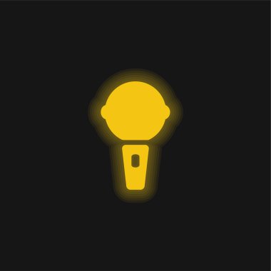 Büyük Karaoke Mikrofon sarı parlak neon simgesi