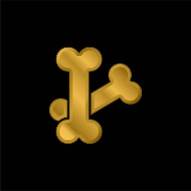 Kemikler altın kaplama metalik simge veya logo vektörü