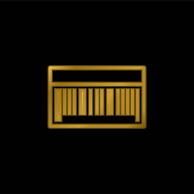 Barkod altın kaplama metalik simge veya logo vektörü