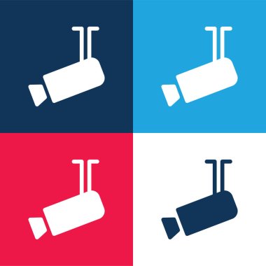 Airport Security Camera blue and red four color minimal icon set clipart