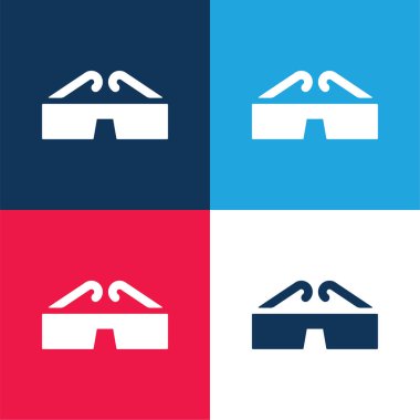 3D gözlük mavi ve kırmızı dört renk en az simge kümesi