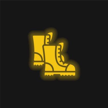 Botlar sarı parlak neon simgesi