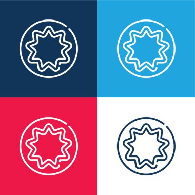 Bahaizm mavi ve kırmızı dört renk minimal simge kümesi