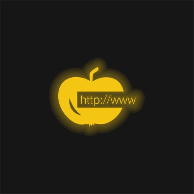 Apple Link yellow glowing neon icon clipart