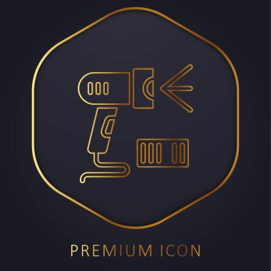 Barcode golden line premium logo or icon clipart