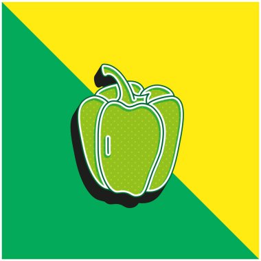 Bell Pepper Green ve sarı 3D vektör simgesi logosu