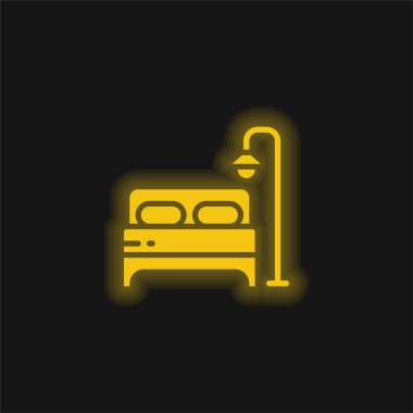 Yatak sarısı parlak neon simgesi