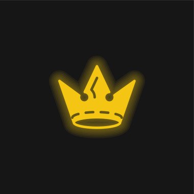 Crown yellow glowing neon icon clipart