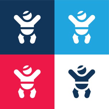 Bebek mavisi ve kırmızı dört renk simgesi seti