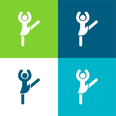 Balerin Pozu Düz 4 Renk simgesi seti