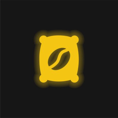 Bag yellow glowing neon icon clipart
