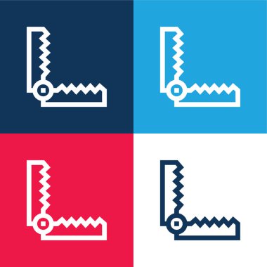 Bear Trap blue and red four color minimal icon set clipart