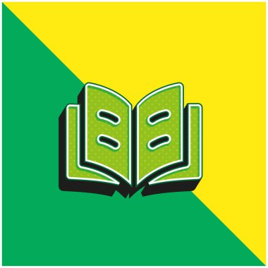 Kitap Yeşil ve Sarı Modern 3D vektör simgesi logosu