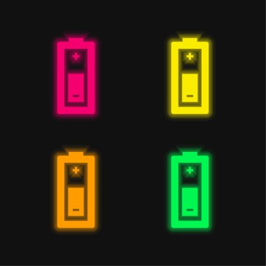 Pil dört renk parlayan neon vektör simgesi