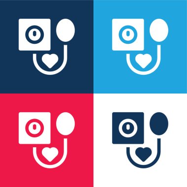 Kan basıncı mavi ve kırmızı dört renk en düşük simge kümesi