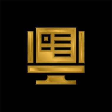 Altın kaplama metalik simge ya da logo vektörü bloglanıyor