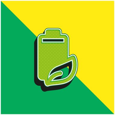 Pil Yeşil ve Sarı modern 3D vektör simgesi logosu