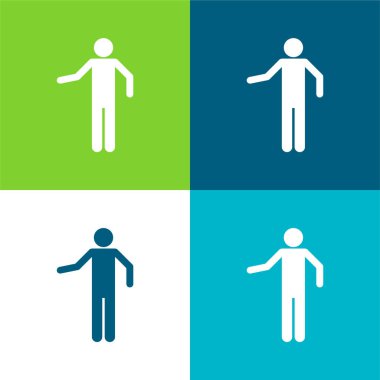 Temel Silüet Düz Düz 4 renk simgesi seti