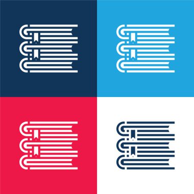 Kitaplar mavi ve kırmızı dört renk asgari simge kümesi