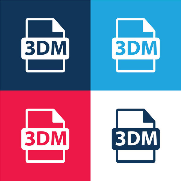 Символ формата 3dm синий и красный четырехцветный минимальный набор значков