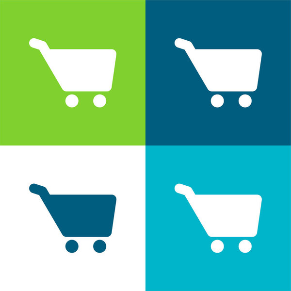 Black Ecommerce Cart Flat four color minimal icon set