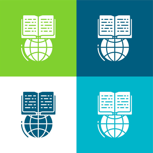 Book Flat four color minimal icon set