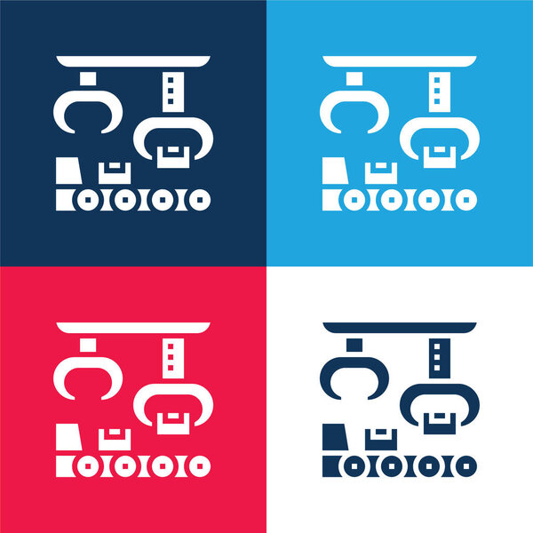 Assembly blue and red four color minimal icon set