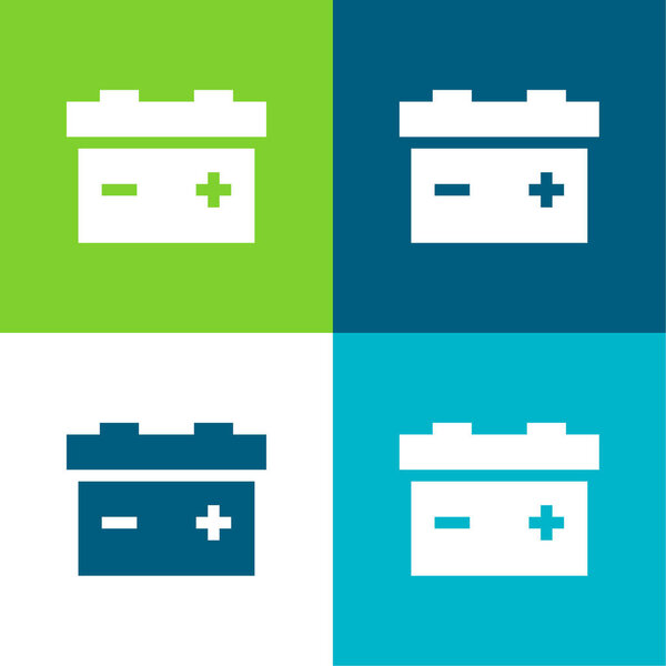 Батарея Плоский четырехцветный минимальный набор значков