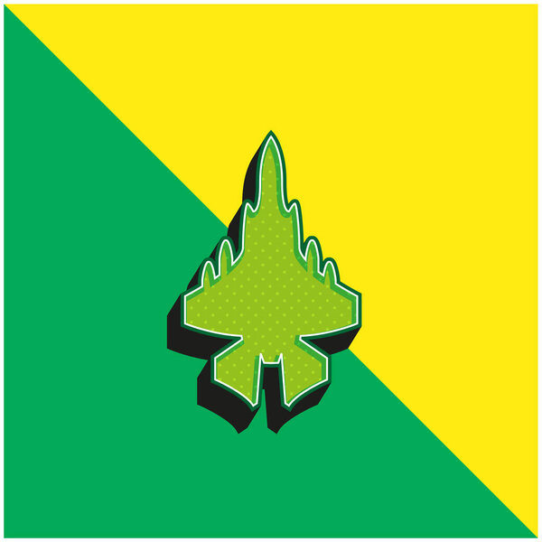 Армейский самолет Зеленый и желтый современный трехмерный векторный логотип