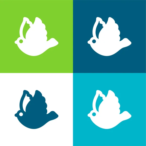 Bird Flat Conjunto Iconos Mínimos Cuatro Colores — Archivo Imágenes Vectoriales