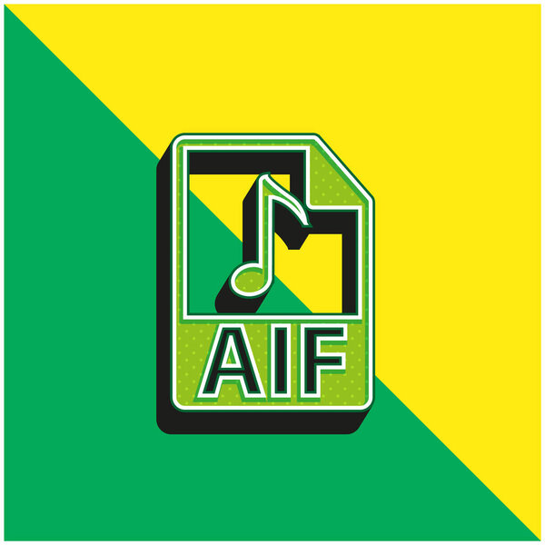 AIF File Format Green and yellow modern 3d vector icon logo