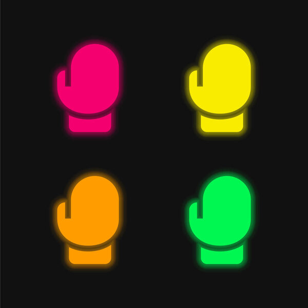 Boxing four color glowing neon vector icon