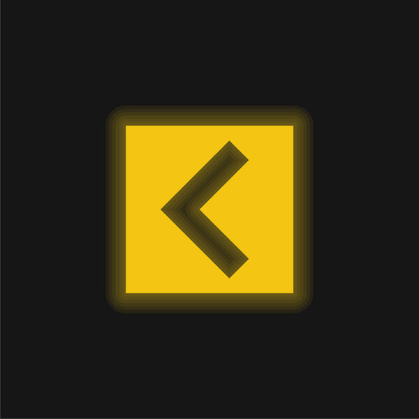 Стрелка назад в квадратный интерфейс Кнопка желтый светящийся неоновый значок