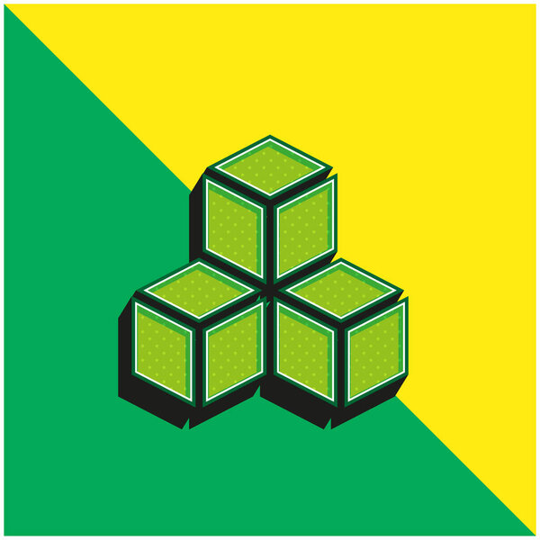 3d Green and yellow modern 3d vector icon logo