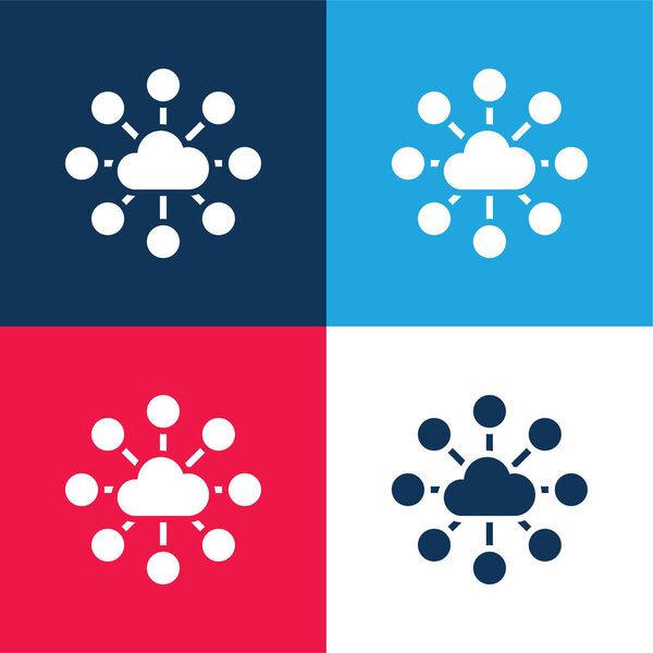 Big Data синий и красный четырехцветный минимальный набор значков