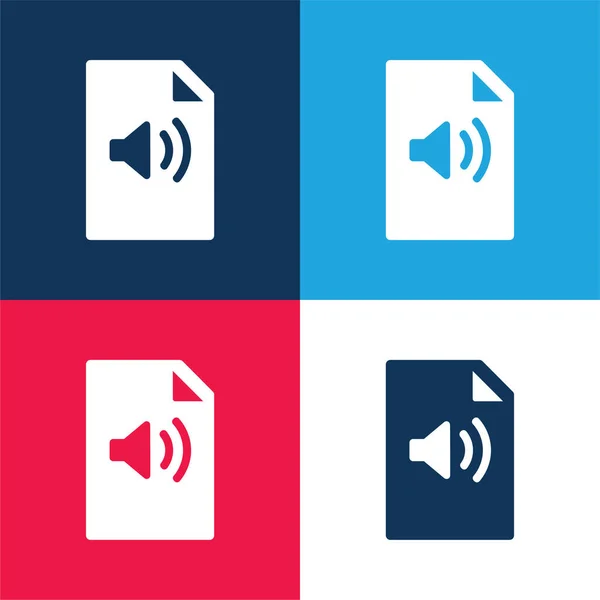 Ses Dosyası Mavi Kırmızı Dört Renk Minimal Simgesi Seti — Stok Vektör