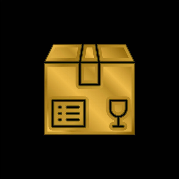 Box gold plated metalic icon or logo vector