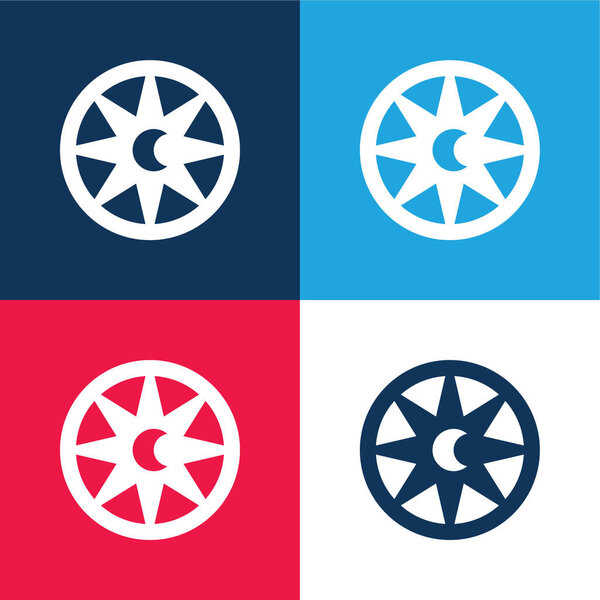 Астрология синий и красный четыре цвета минимальный набор значков