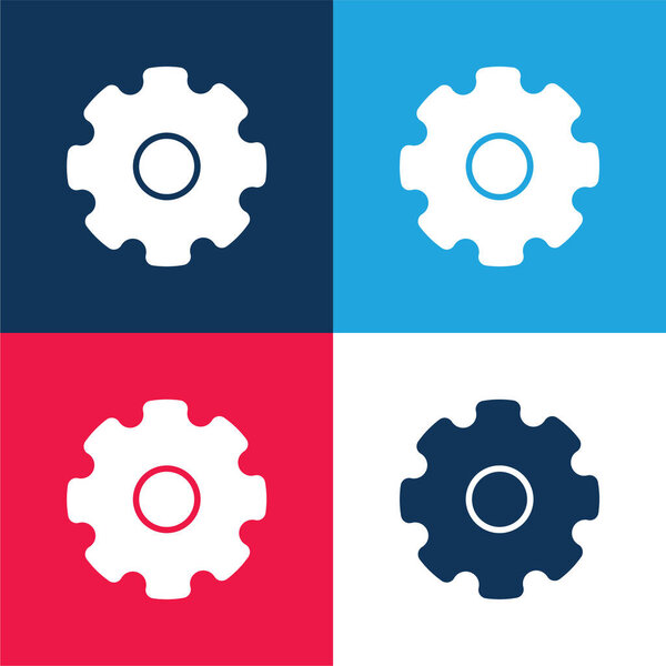 Big Cogwheel blue and red four color minimal icon set