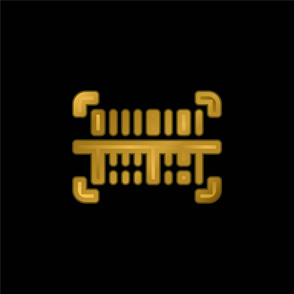 Barcode gold plated metalic icon or logo vector