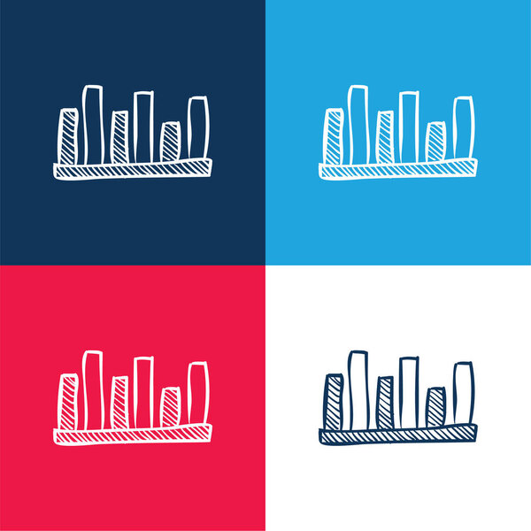 Bars Graphic Of Comparison blue and red four color minimal icon set