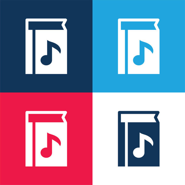 Книга музыки синий и красный четыре цвета минимальный набор значков